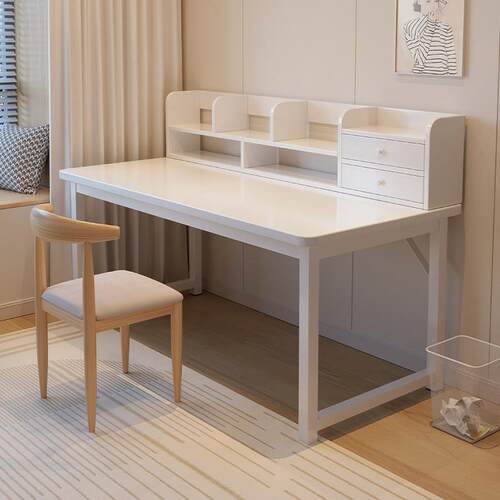 化妆台卧室简约现代2024新款出租屋床尾化妆桌书桌书架一体化妆台