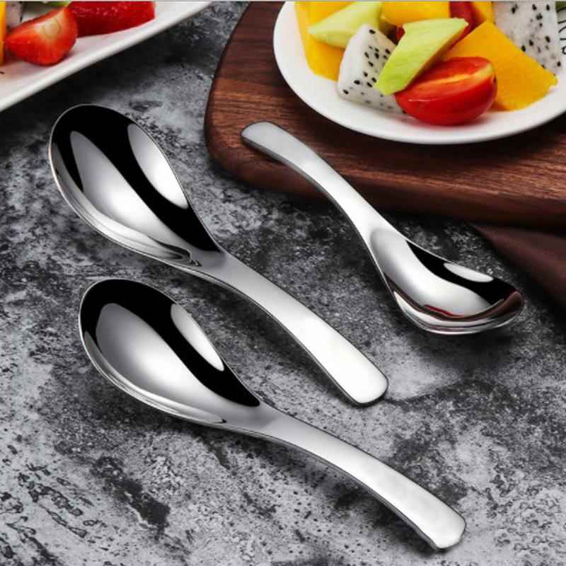 不锈钢加厚加深勺子家用成人儿童喝汤创意短汤勺可爱吃饭调羹餐勺