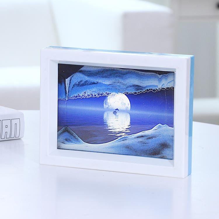 3d流沙画摆件玻璃创意沙漏水液体减压教师节礼物解压治愈装饰品
