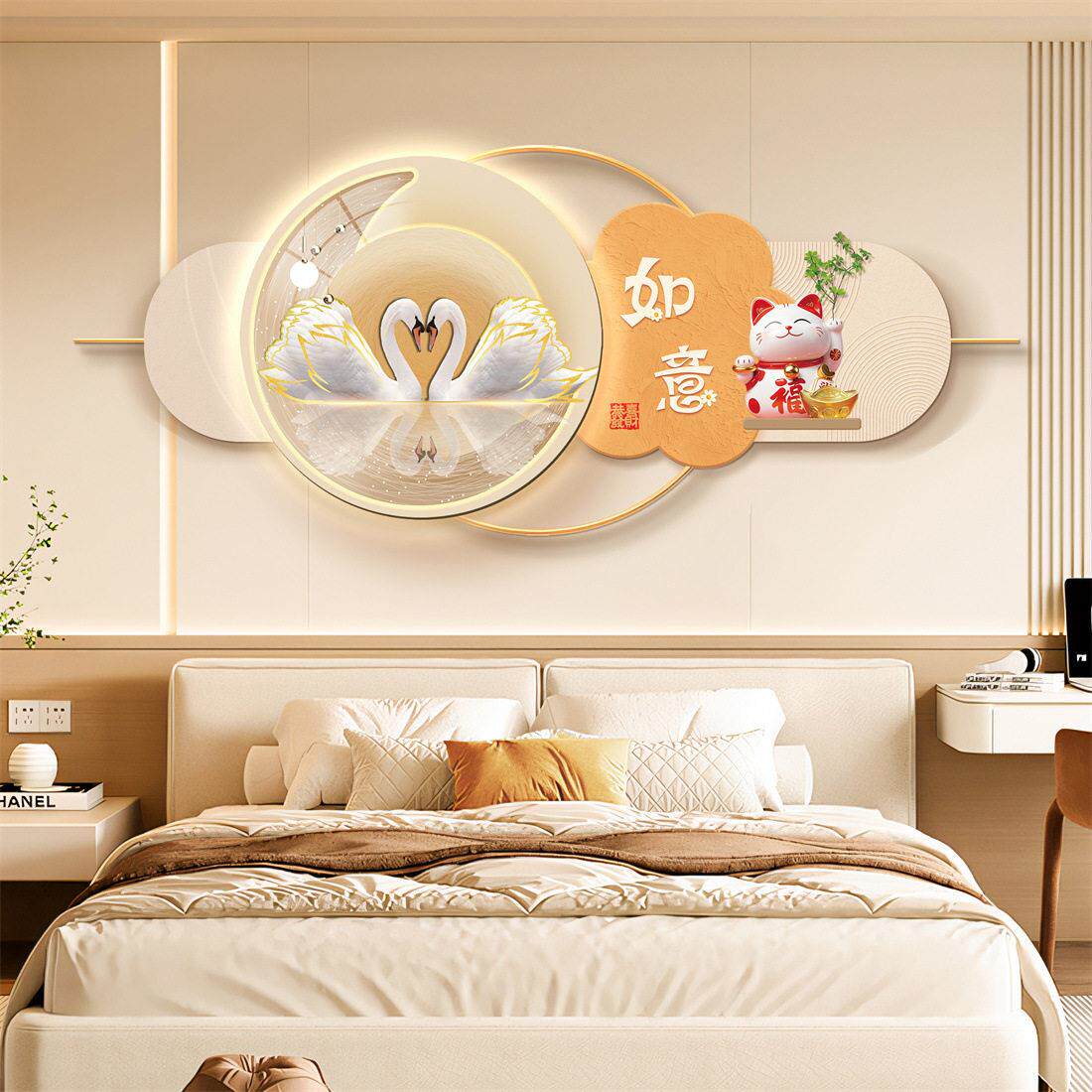 卧室床头装饰画 画LED灯壁画 画轻奢高级感2025新款寓意好房间背