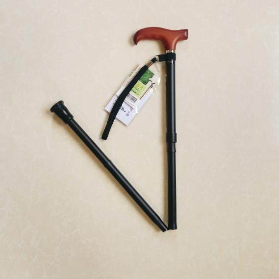 高档日本进口伸缩折轻叠轻山便手杖铝金防滑超登杖枫合木握把300