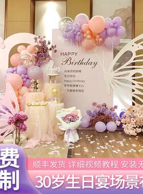 生布置18岁成0人礼装TCA饰3岁生日场景氛日背景墙kt板女友生日布