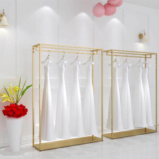 婚纱架子展示架落地式金色专用影楼礼服货架不锈钢金婚纱店挂衣架