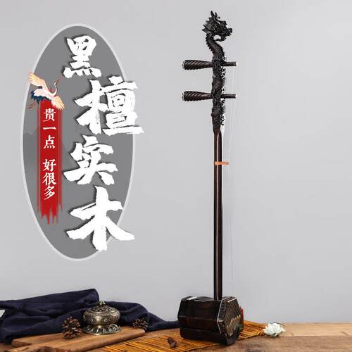 新款直销黑檀木龙头莽皮二胡民族乐器初学老年演奏专业苏州胡琴批