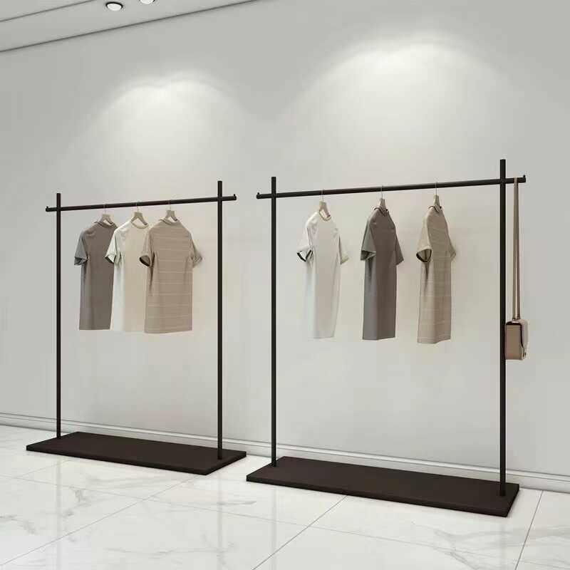 落地衣架服装店专用简约铁艺黑色落地货架衣服陈列架女装店展示架
