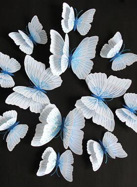 补洞眼墙贴遮丑彩色蝴蝶立体墙面装饰蝴蝶品蝴蝶流光溢彩双层