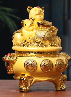 新款直销代代富足生肖猪猪聚宝盆存钱罐摆件客厅酒柜装饰店铺乔迁