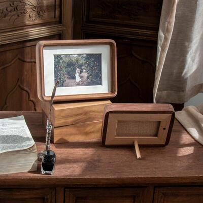 实木质黑胡桃圆角弧做画框洗照片成框台摆d榫卯3616iy6寸相片框照