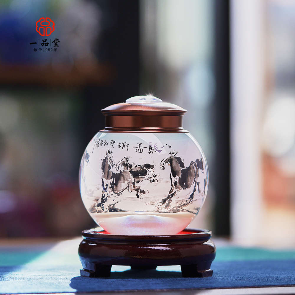 一品堂淄博出国琉璃居家送礼品纯手工茶叶罐鼻烟壶内画老外摆设