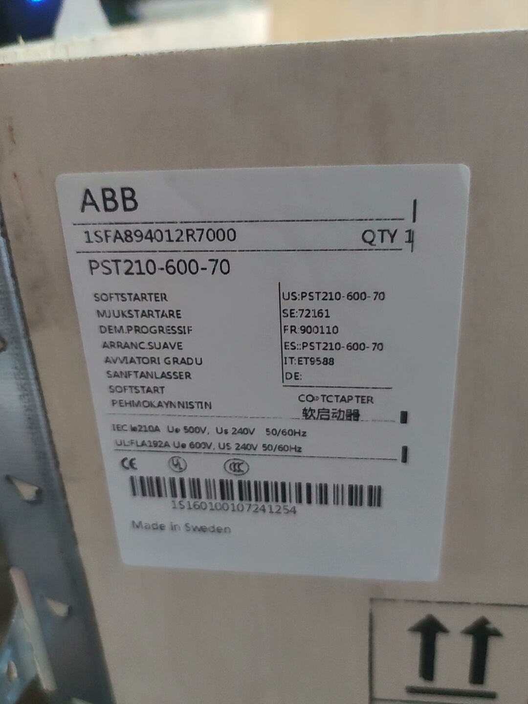 ABB软启动器  PST210-600-70  110KW
