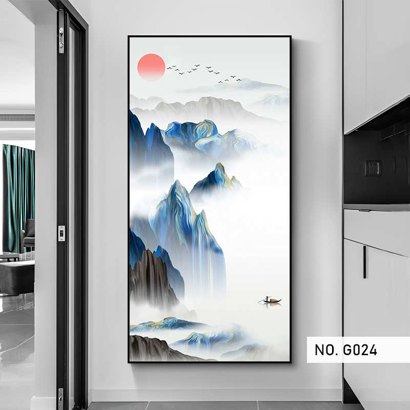 玄关油画客厅中式厂家手绘直供diy山水子艺装饰油画新【】风数字