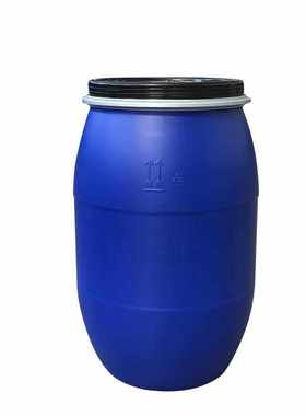 200L蓝色法兰桶包装桶200kg广口铁箍桶圆形化工胶桶泡菜桶