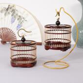 血檀铜钩手编大号百福蝈蝈笼鸣虫蟋蟀蛐蛐扎嘴蚂蚱爬虫笼中式 摆件