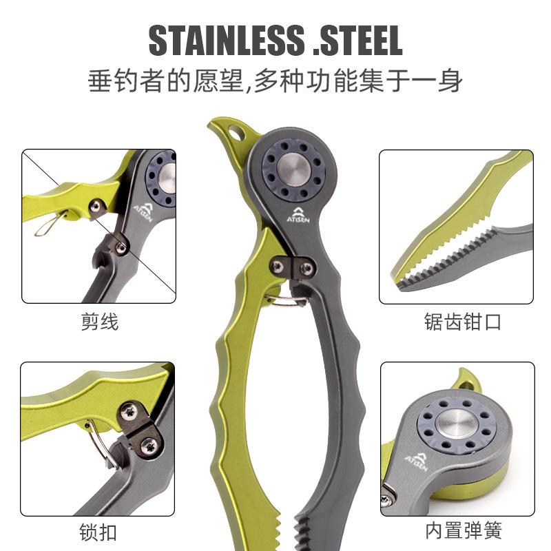 新款直销工厂现货新品抓鱼夹铝合金控鱼器剪线钳多功能路亚钳渔具