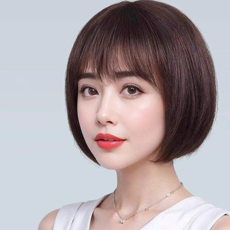 中老年女士妈妈款假发真发全真人发时尚薄款波波头全头套日常假发
