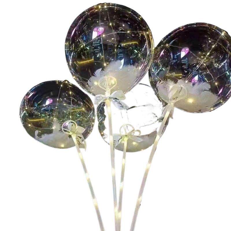 网红波波球羽毛带灯透明波波球发光气球街卖摆地摊包邮直销