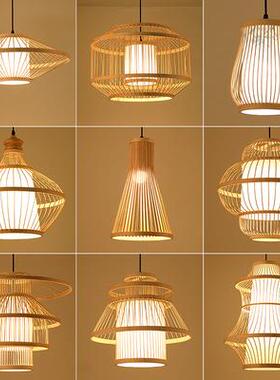 中6689式吊笼竹灯艺竹编灯餐厅饭店子火锅店民宿灯卧室阳台日式灯