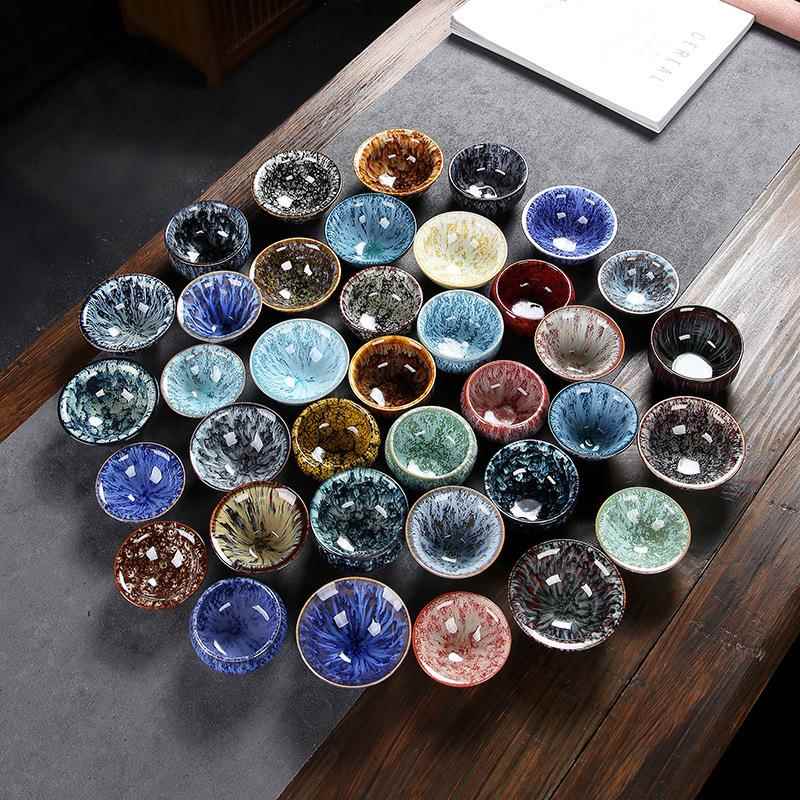 陶瓷窑变单杯 建盏天目釉茶杯 主人杯茶碗大号斗笠个人品茗杯