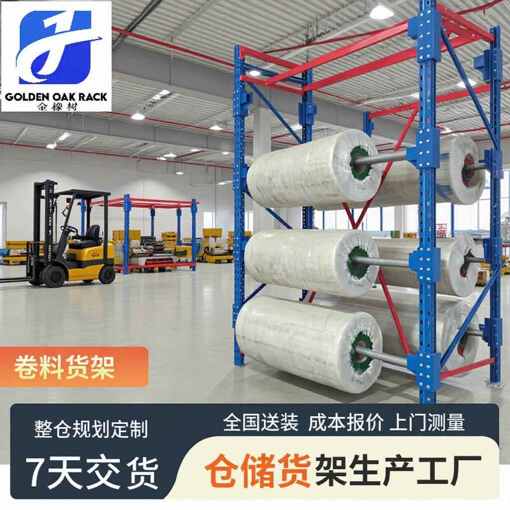 薄膜卷料仓库货架重型单双面卷膜卷料线缆线盘大号工业悬挂式货架