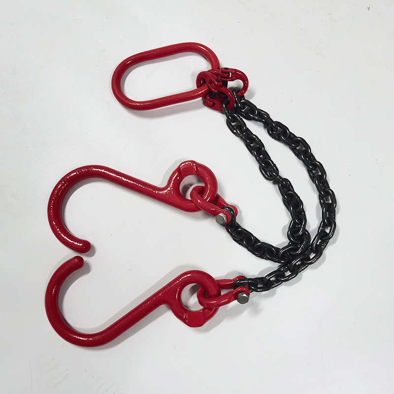 双链起重吊钩吊链大开口链条叉车行车吊机组合索具双腿细筋钢管勾