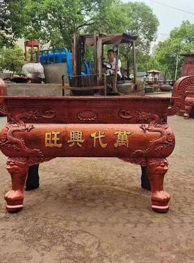 寺庙铸铁烧香炉纯铜长方形平口插香炉祠堂特大号焚烧炉上香供奉鼎
