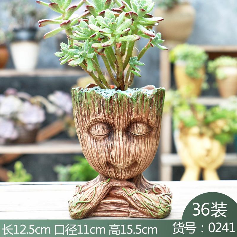 厂家创意树脂花盆格鲁特三种表情花盆容器桌面品摆件