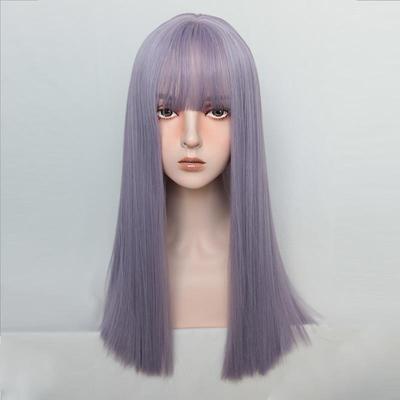 高档假发女空刘气海长然直发梦幻紫色长 发自蓬松气质修脸整顶假