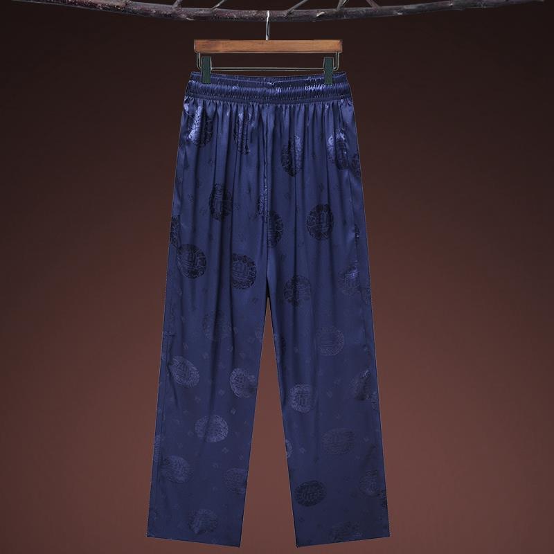 新款中晨老年人男装爷爷春季宽松休闲长裤练太极练裤爸爸功夏松紧