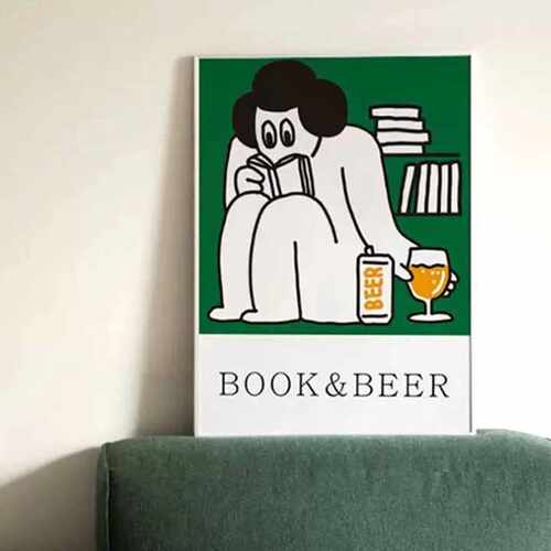 简约墙壁画摆画ins风趣味书房挂画Book&Beer客厅沙发背景墙装饰画