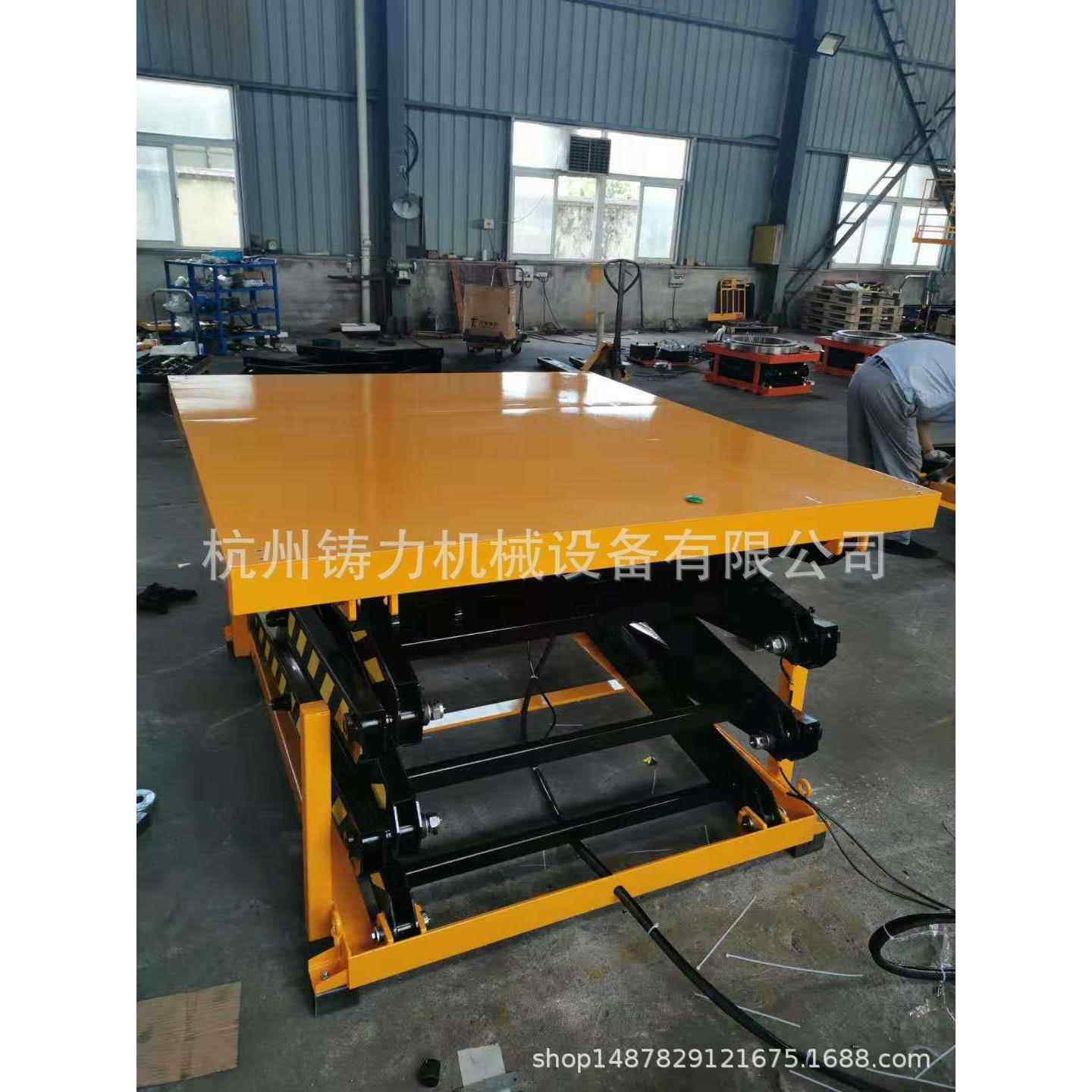 工厂电动升降平台固定式小型双叉升降机液压剪刀式双剪升降平台