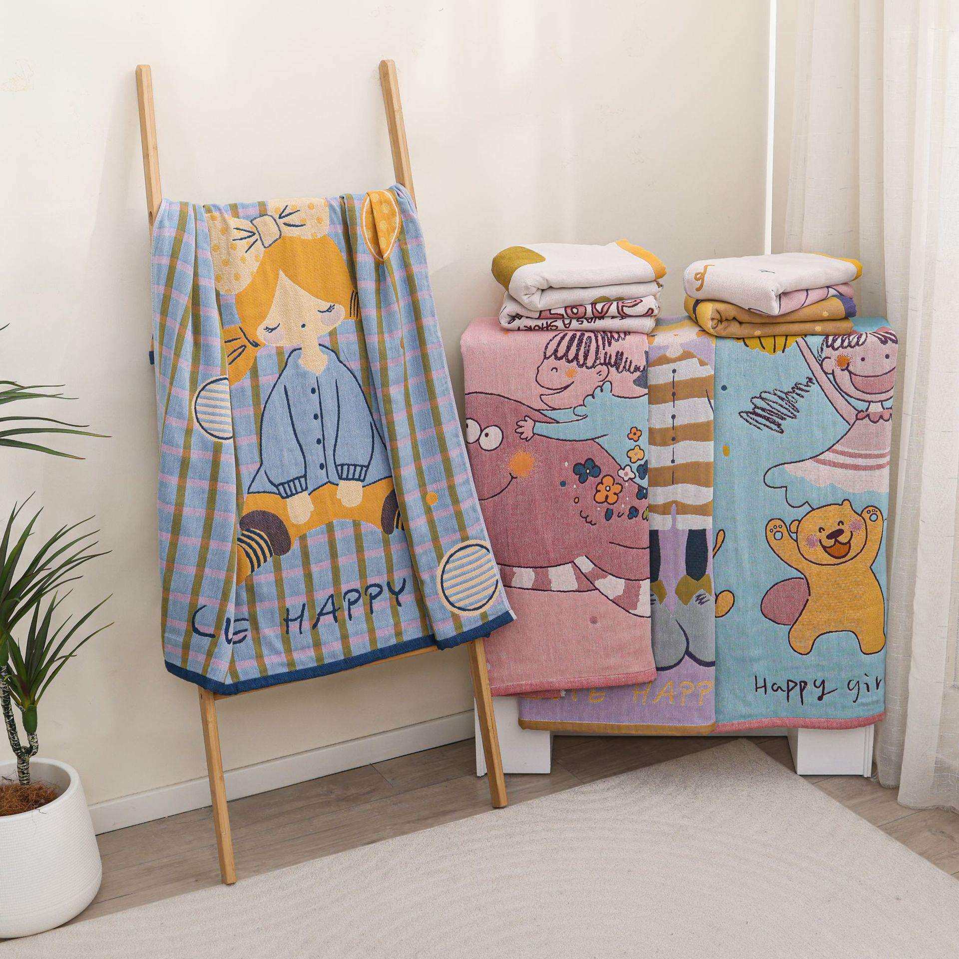 智阳新款毛巾被四层纱布童被新生儿幼儿园宝宝盖毯婴童纯棉浴巾批