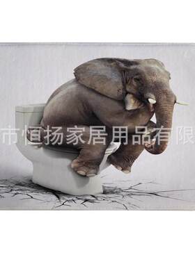 数码印花法兰绒记忆棉防滑垫/地垫/门垫/厨房垫/浴室垫大象思考者