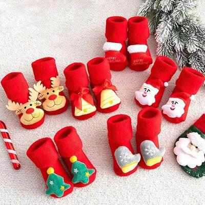 Kids Childrens Socks for Girls Boys Non-slip Print Cotton