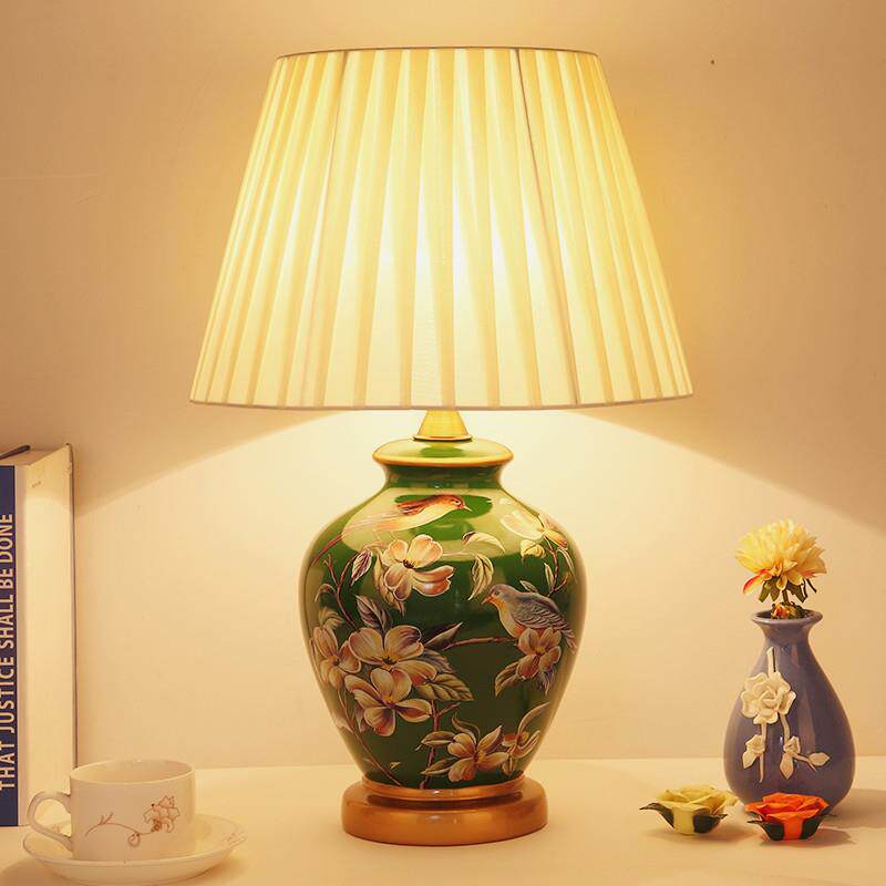 新中式瓷卧室床头柜台灯客厅美式式家用工欧厂直销遥陶调AT0038光