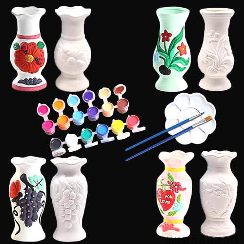 儿童手工diy花瓶白模型画陶瓷石膏娃娃白胚彩绘玩具 玩具居家摆设