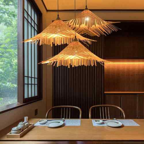 中式竹艺吊灯民宿竹编灯具茶室餐厅饭店包厢火锅店复古风禅意