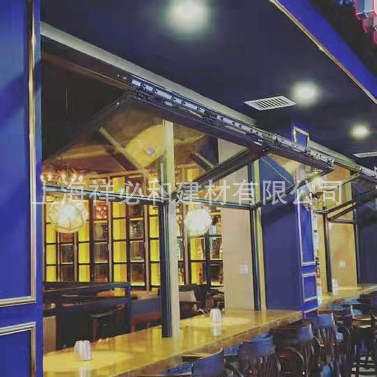 正在促销铝合金手动折叠窗液压支杆助力窗奶茶店开放式厨房上折窗