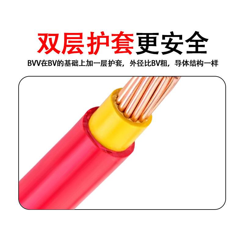 五羊城国标BVV10/16/25/35/50/70平方铜线 线双塑铜芯家装电线 线