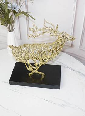 欧式厅柜客电视柜件家1居装饰品创摆意房间梅花鹿摆设酒金属工艺