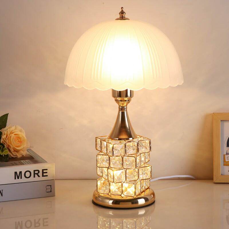 水晶遥控玻璃床边小台灯主卧室高级感现代风家用高端床头柜灯轻奢