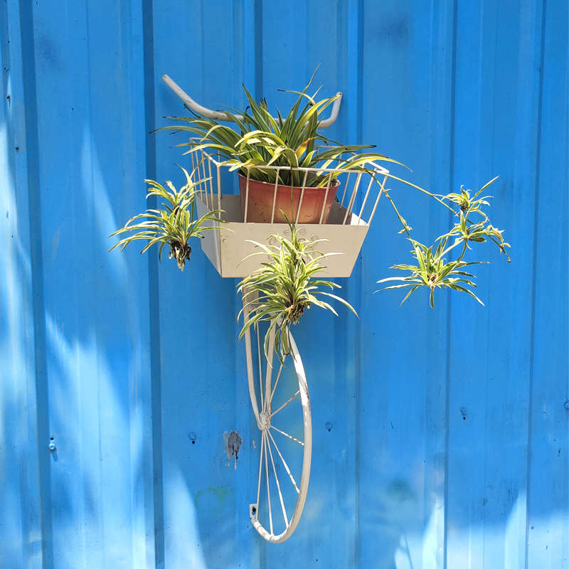 自行车花架户外庭院铁艺花篮挂篮绿植阳台墙壁挂件花园墙面装饰