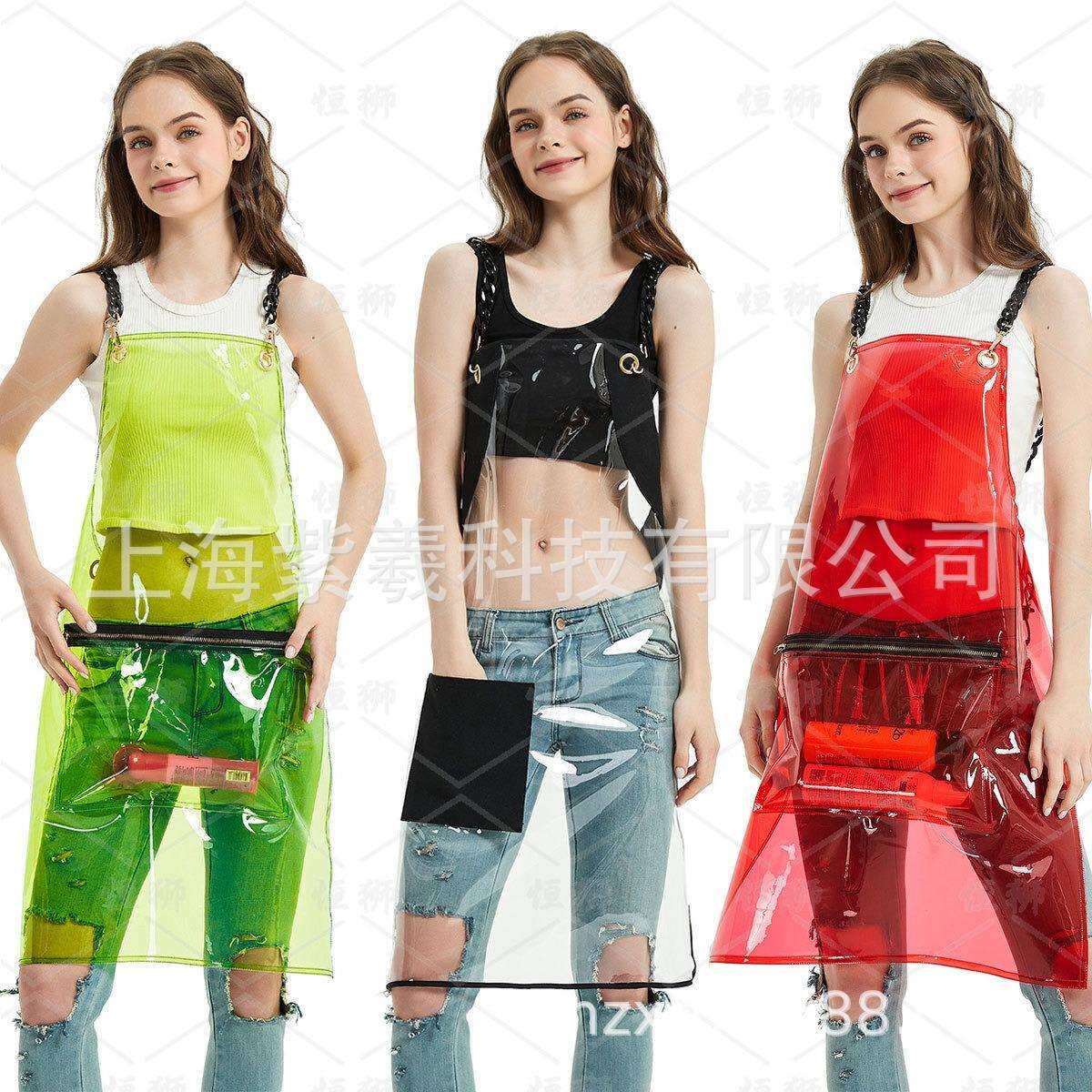 紫羲透明防水tpu围裙美术画画围裙理发师工作服厨师防油易清洁围