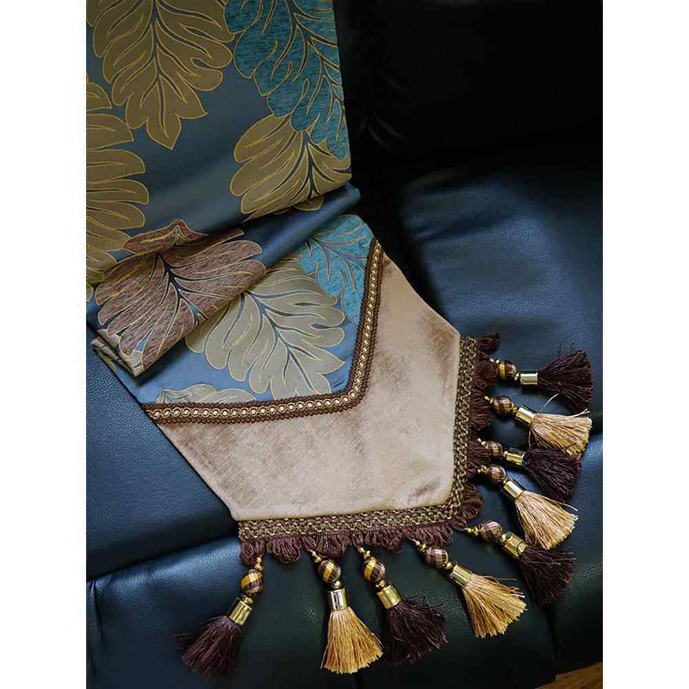 正品美旗物舍蓝色树叶桌档旗北欧轻风格美式桌奢高奢华中式禅意可