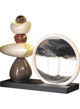 时来运转流沙画摆件轻奢客厅电视柜酒柜玄关办公桌面高级感装饰品