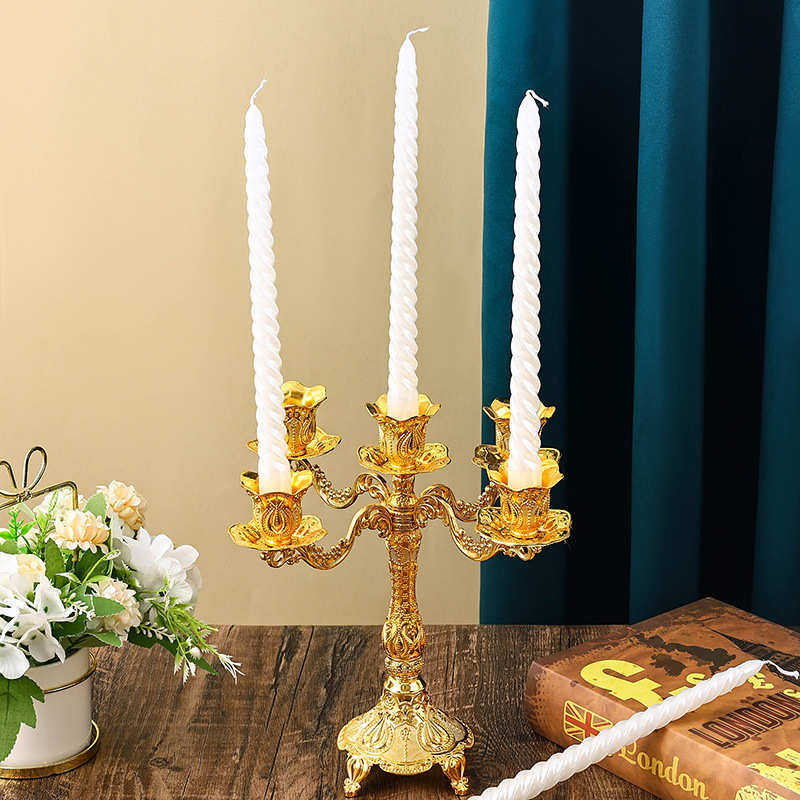 欧式金属烛台三头五头蜡烛台婚庆烛光晚餐酒店家居装饰蜡台摆件