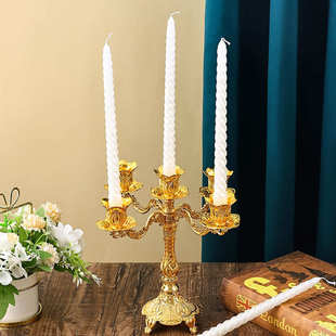 欧式金属烛台三头五头蜡烛台婚庆烛光晚餐酒店家居装饰蜡台摆件