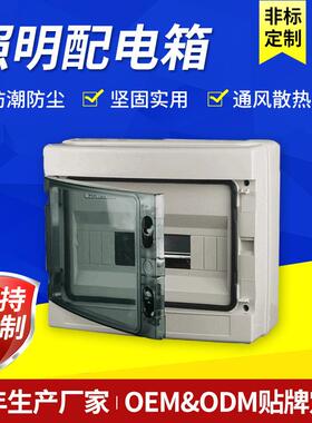IP65塑料照明配电箱12路防水防尘照明配电箱户外照明回路箱断路器