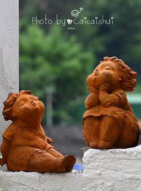 创意治愈铸铁小胖妞摆件户外花园座地园艺庭院造景布置阳台装饰品