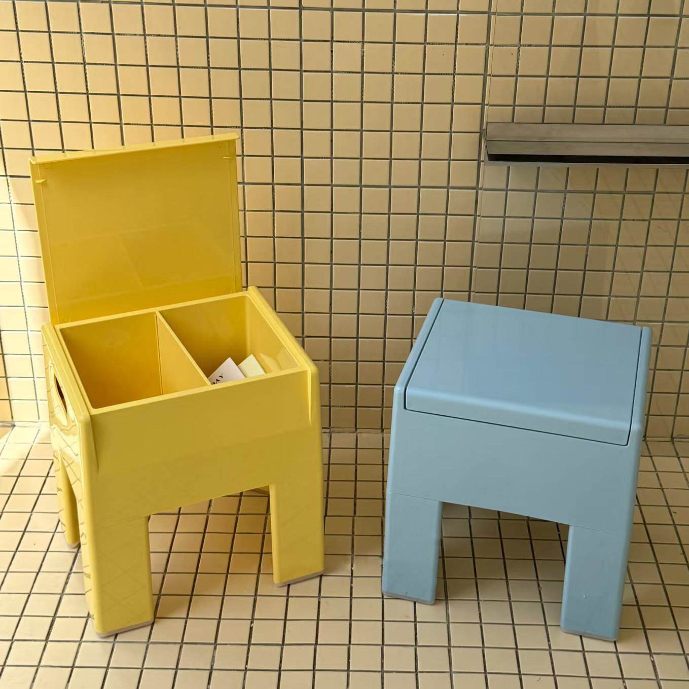 入户换鞋凳儿童中古收纳储物矮凳设计师网红创意家用穿鞋小板凳子