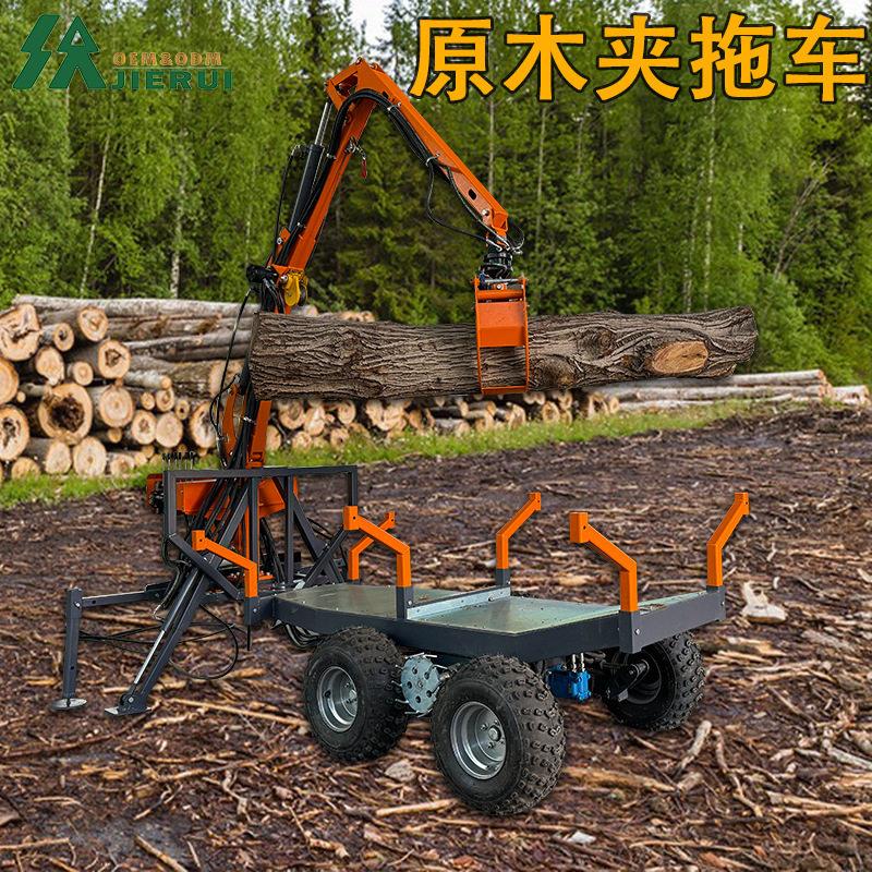 1吨级原木拖车集成折臂起重机抓木功能完成了木材装卸与短途转移